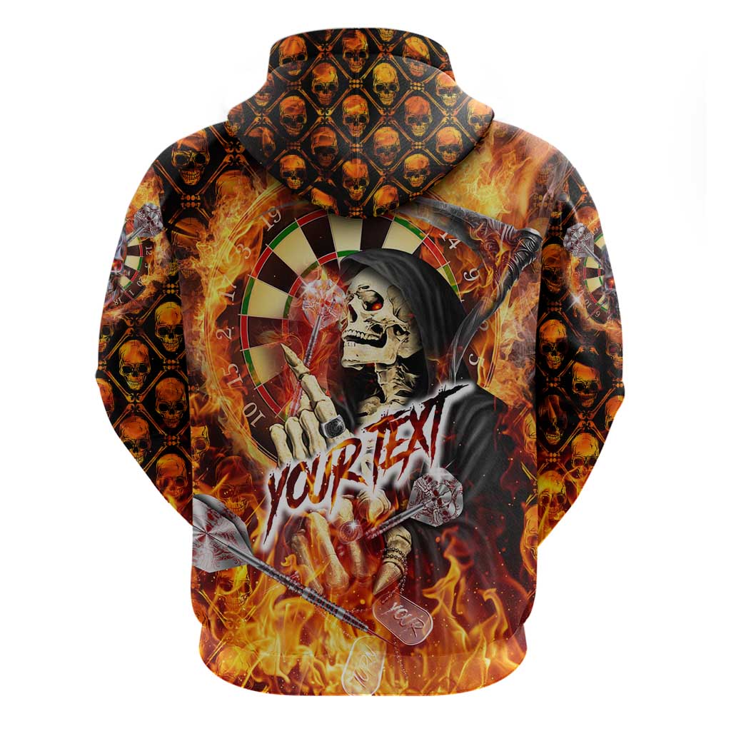 Personalised Skull Darts Hoodie Death In Fire DT02