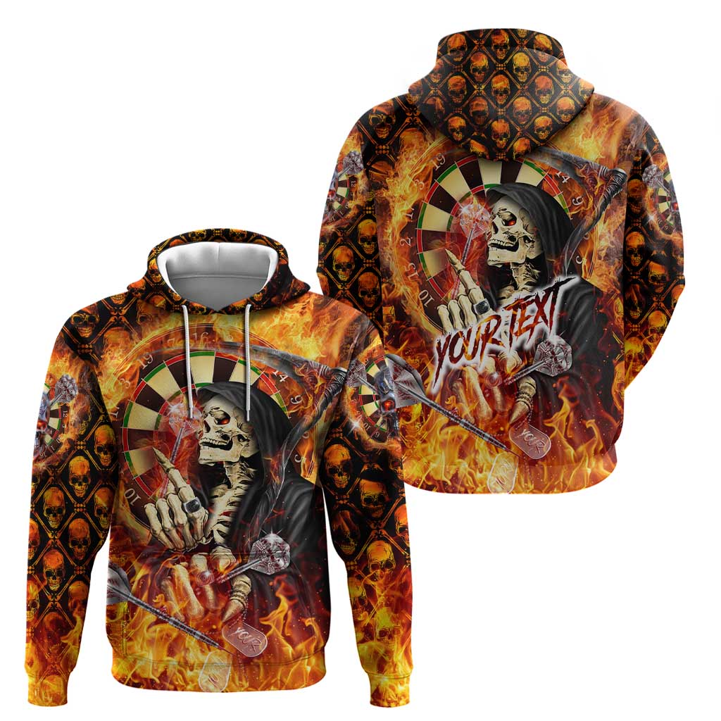 Personalised Skull Darts Hoodie Death In Fire DT02