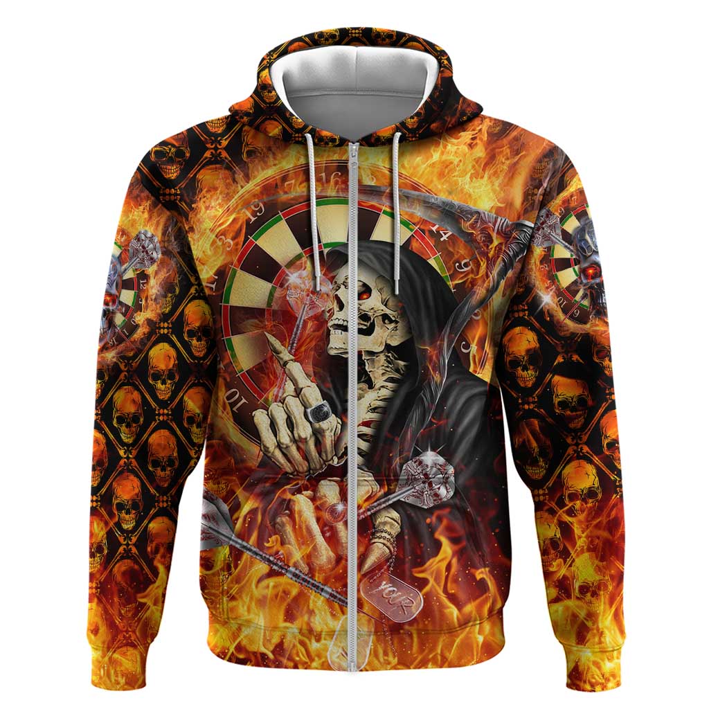 Personalised Skull Darts Hoodie Death In Fire DT02