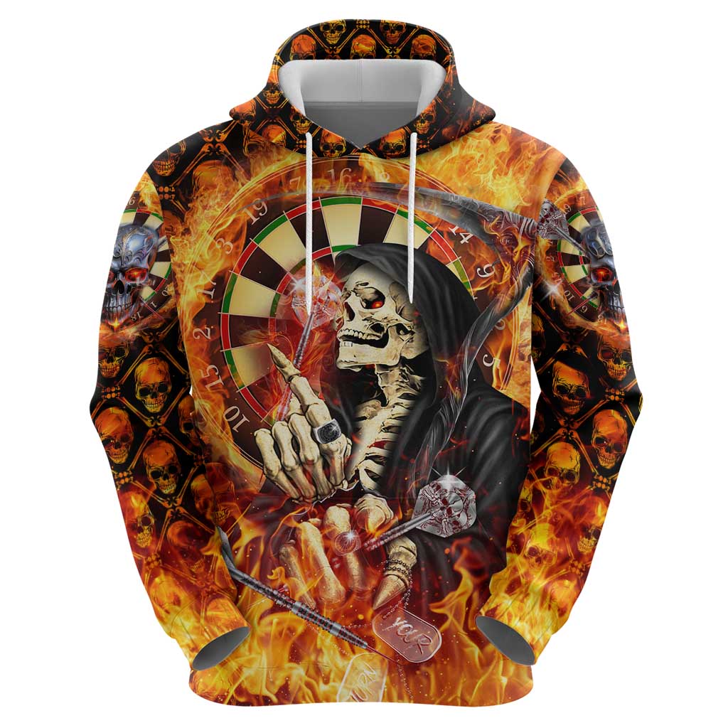 Personalised Skull Darts Hoodie Death In Fire DT02