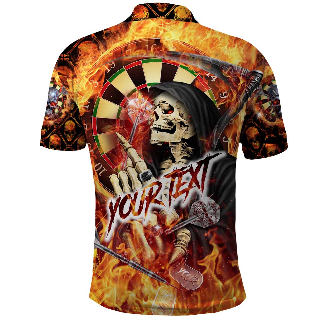 Personalised Skull Darts Polo Shirt Death In Fire DT02
