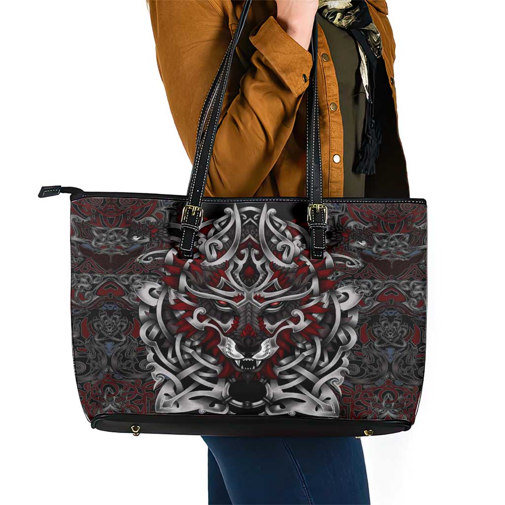 Celtic Wolf Fenrir Vikings Leather Tote Bag Norse Mythology DT02