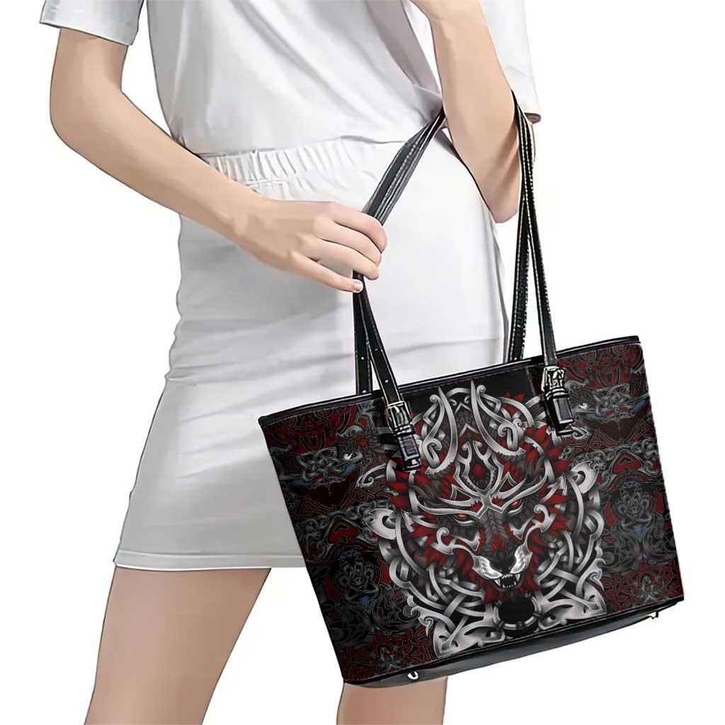 Celtic Wolf Fenrir Vikings Leather Tote Bag Norse Mythology DT02