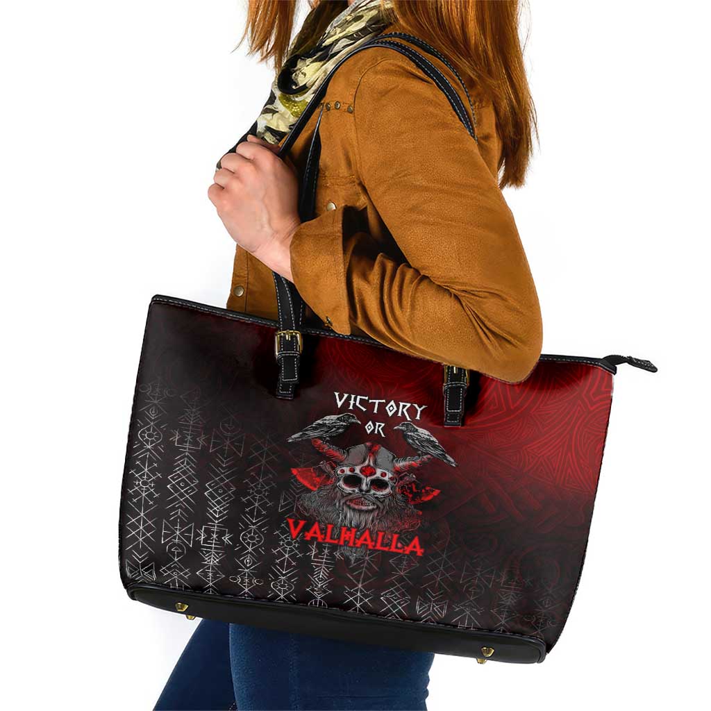 Victory Or Valhalla Leather Tote Bag Viking DT02