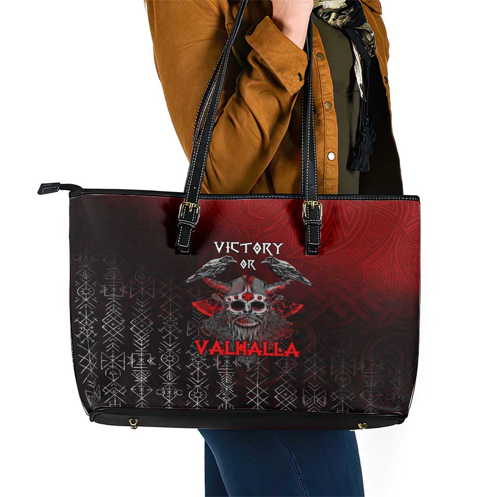 Victory Or Valhalla Leather Tote Bag Viking DT02