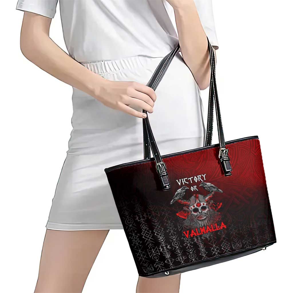Victory Or Valhalla Leather Tote Bag Viking DT02