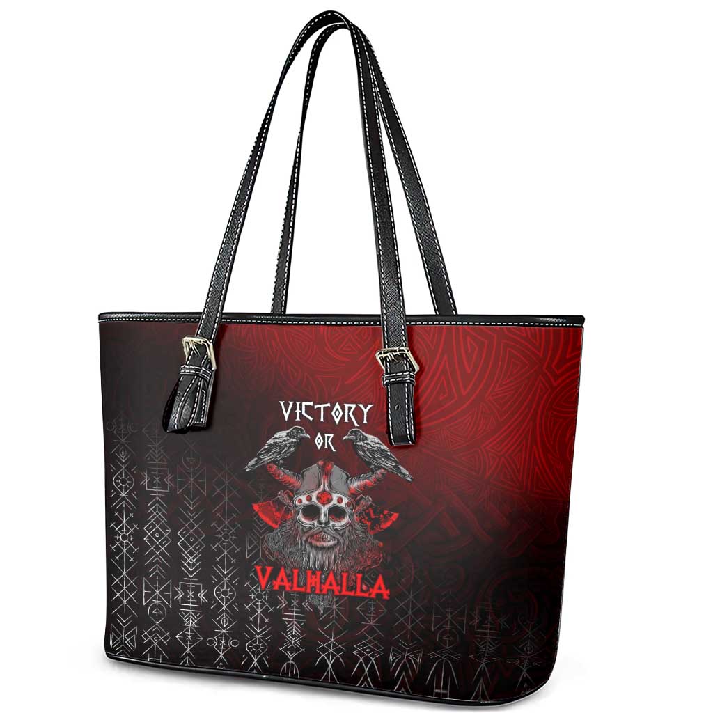 Victory Or Valhalla Leather Tote Bag Viking DT02