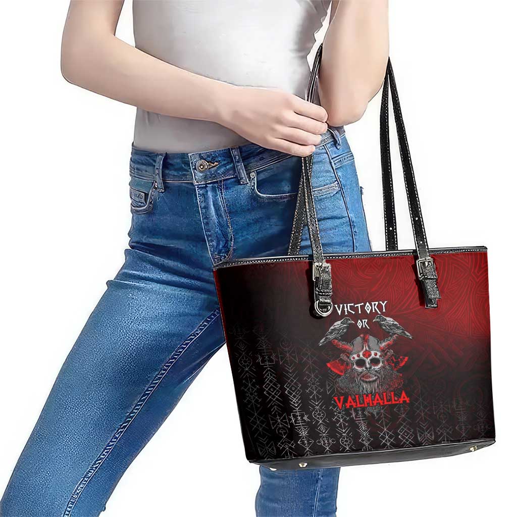Victory Or Valhalla Leather Tote Bag Viking DT02