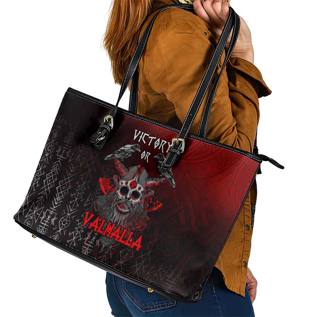 Victory Or Valhalla Leather Tote Bag Viking DT02