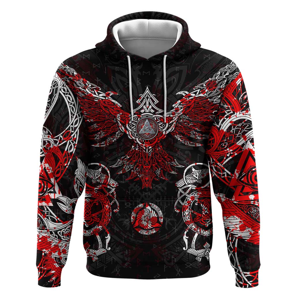 Raven And Norse Runes Hoodie Viking DT02