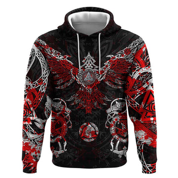 Raven And Norse Runes Hoodie Viking DT02