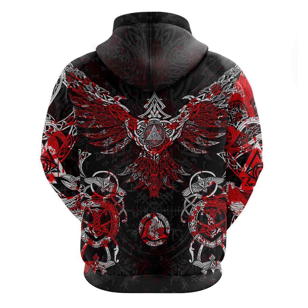Raven And Norse Runes Hoodie Viking DT02