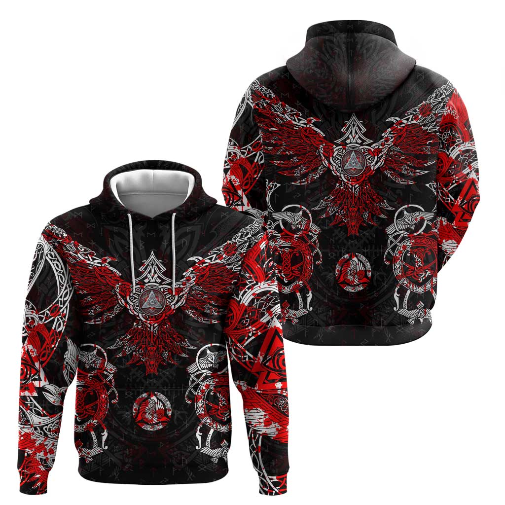Raven And Norse Runes Hoodie Viking DT02