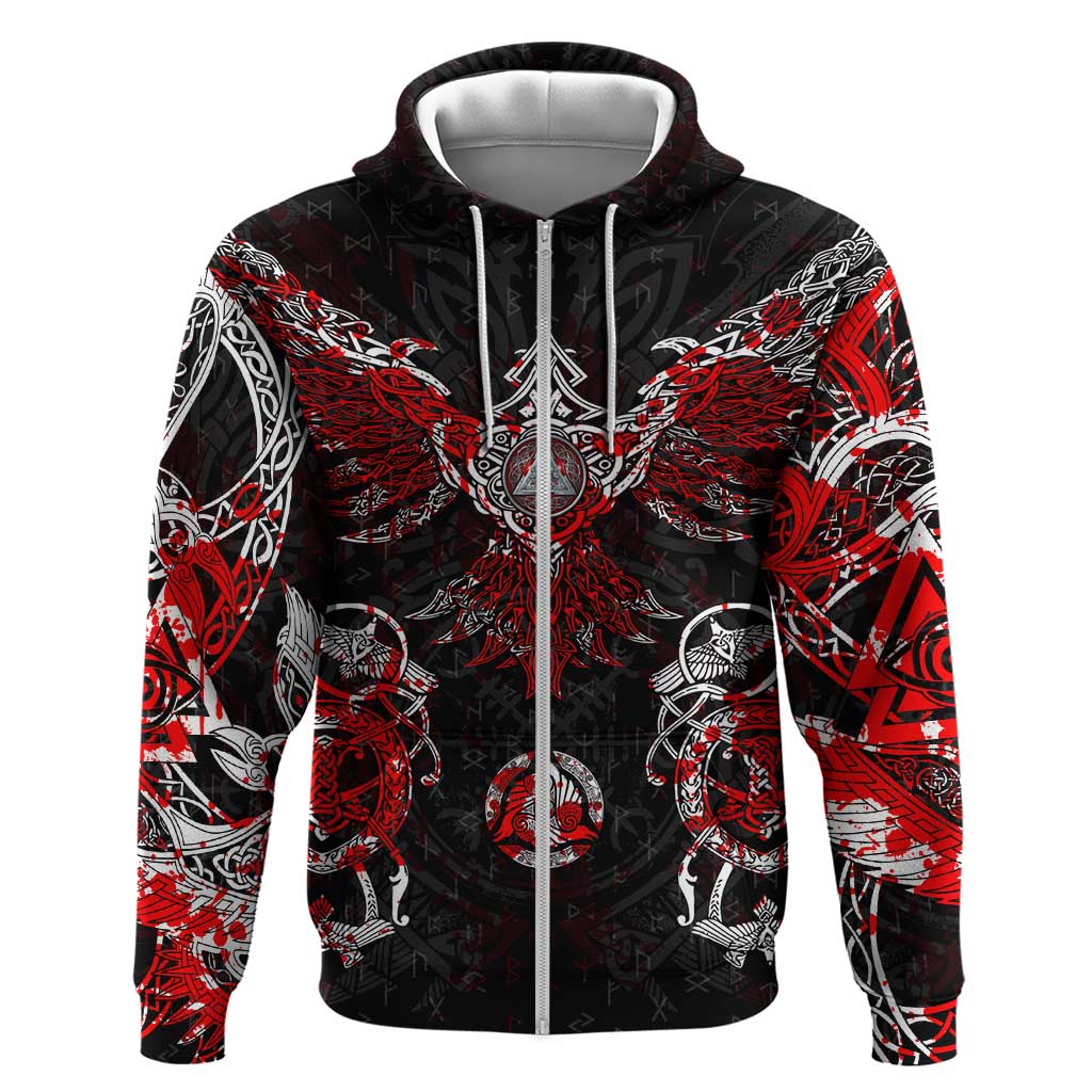 Raven And Norse Runes Hoodie Viking DT02