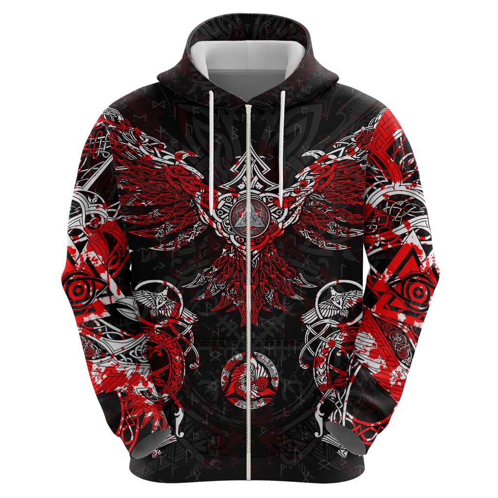 Raven And Norse Runes Hoodie Viking DT02