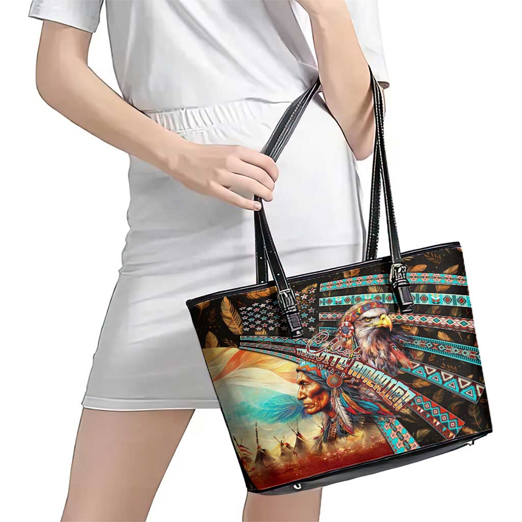 American Indian Warrior Chiefs Leather Tote Bag DT02