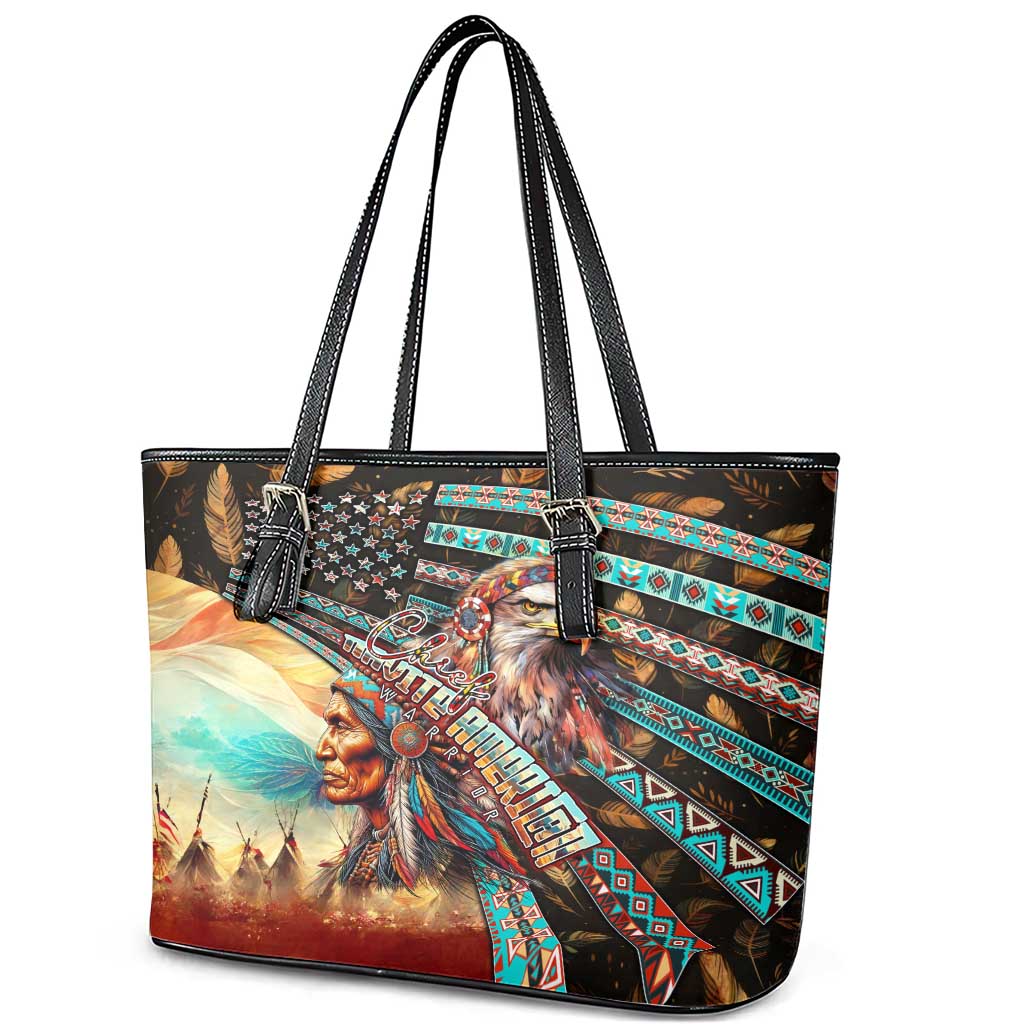 American Indian Warrior Chiefs Leather Tote Bag DT02