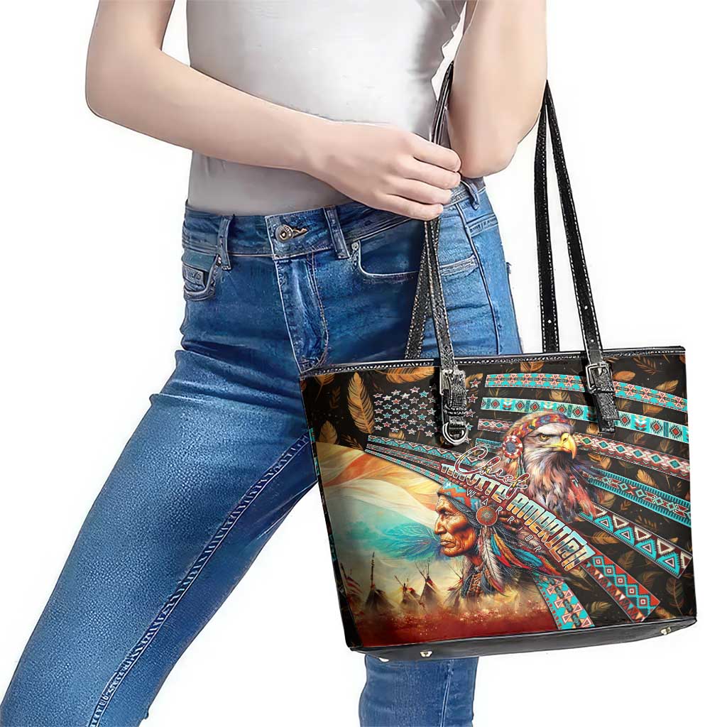 American Indian Warrior Chiefs Leather Tote Bag DT02