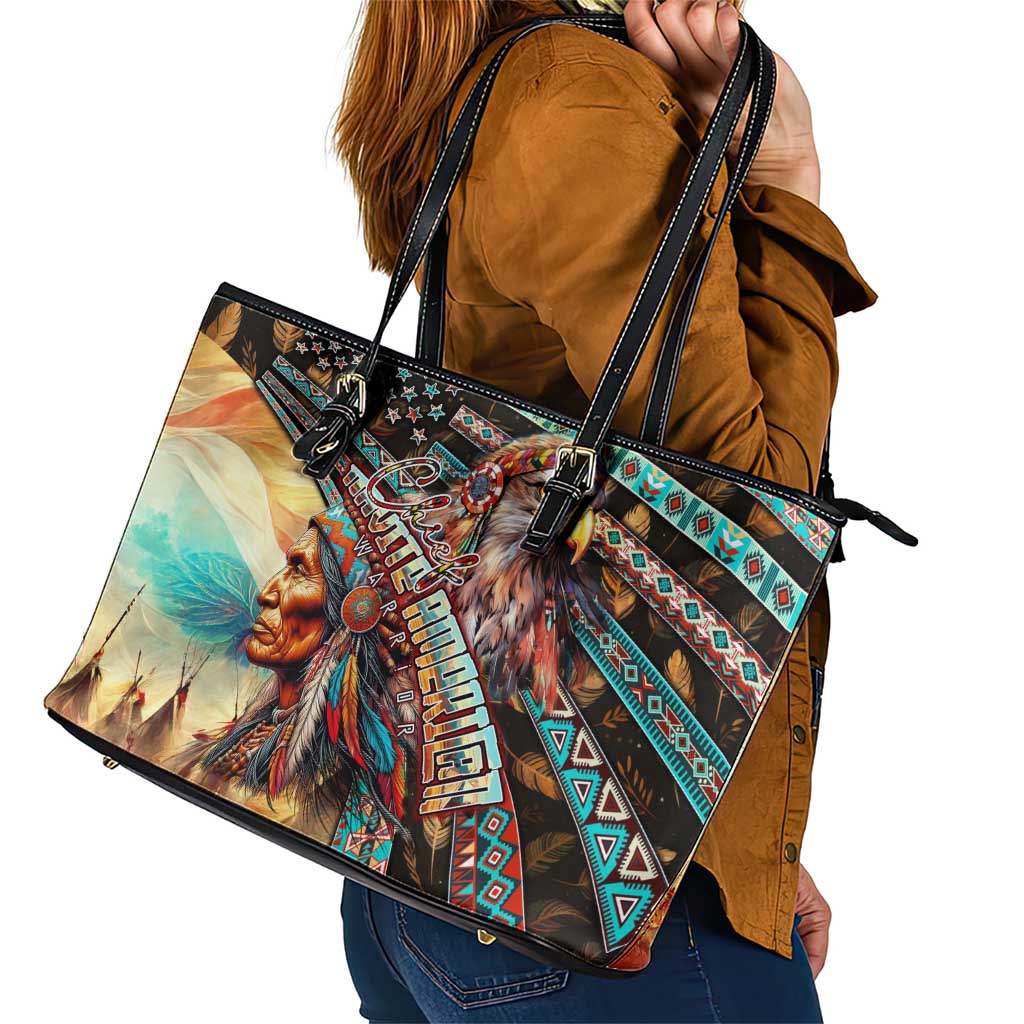 American Indian Warrior Chiefs Leather Tote Bag DT02