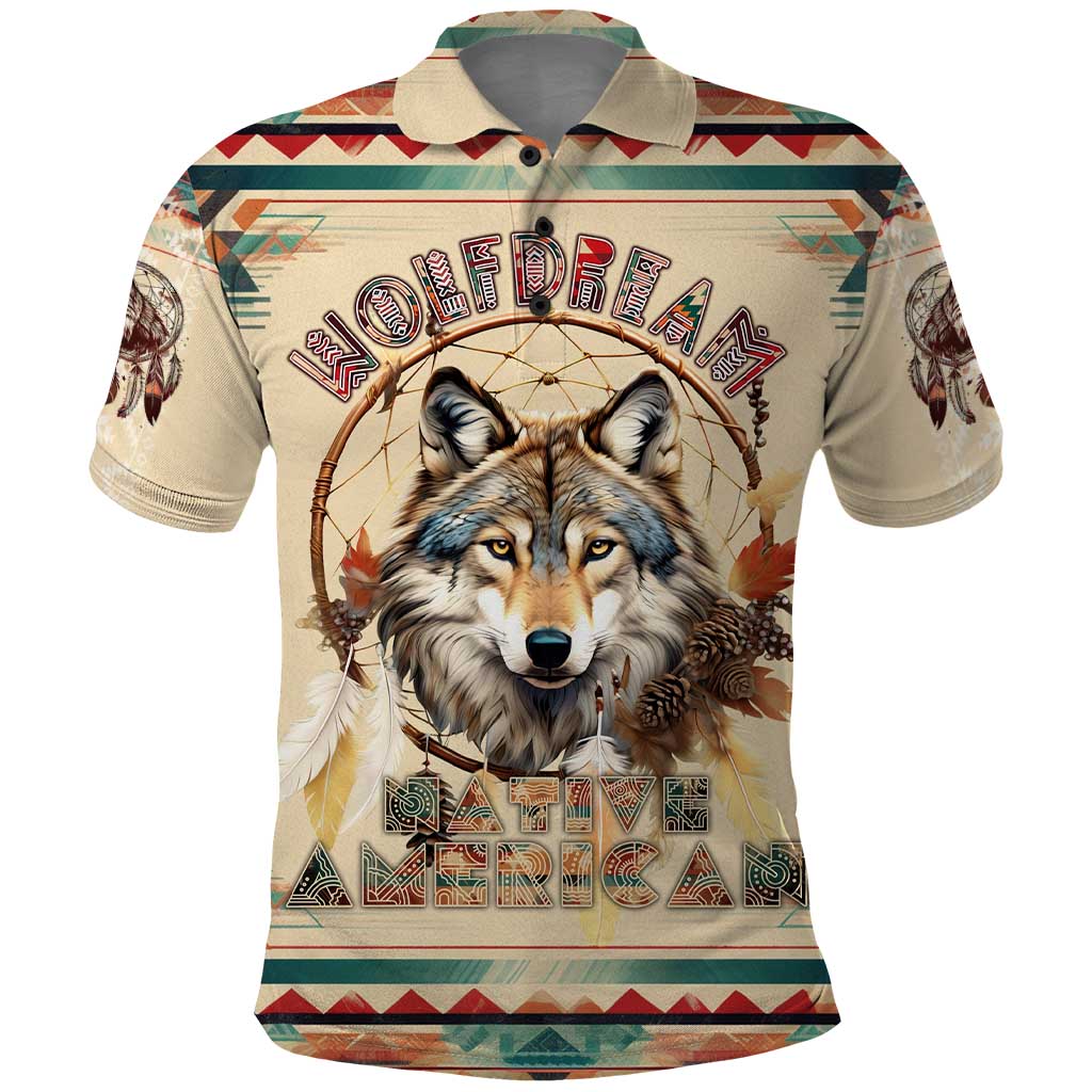 Native American Wolf Dreamcatcher Polo Shirt Vintage Style DT02