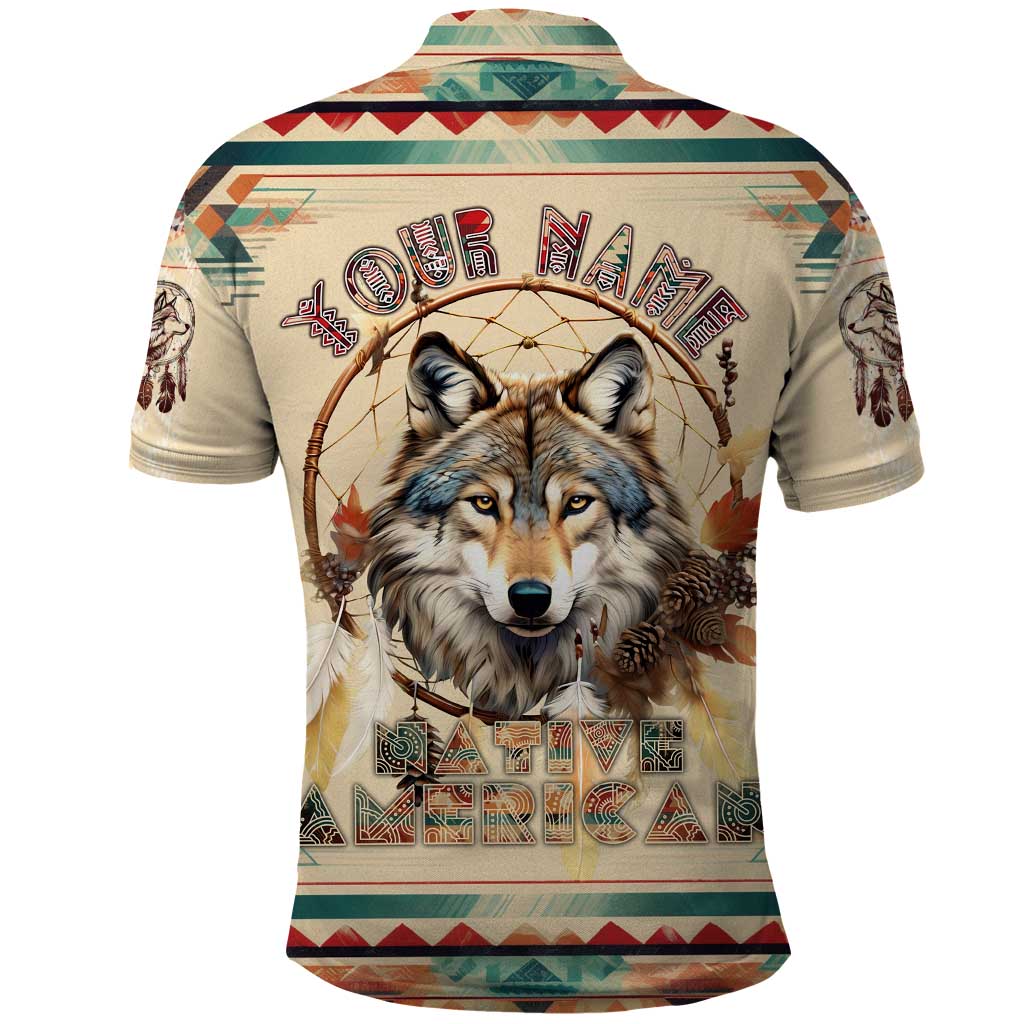 Native American Wolf Dreamcatcher Polo Shirt Vintage Style DT02