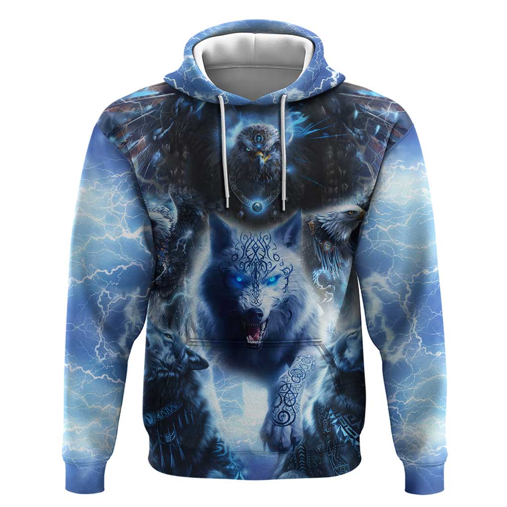 Native American Wolf And Eagle Hoodie Thunder Style DT02