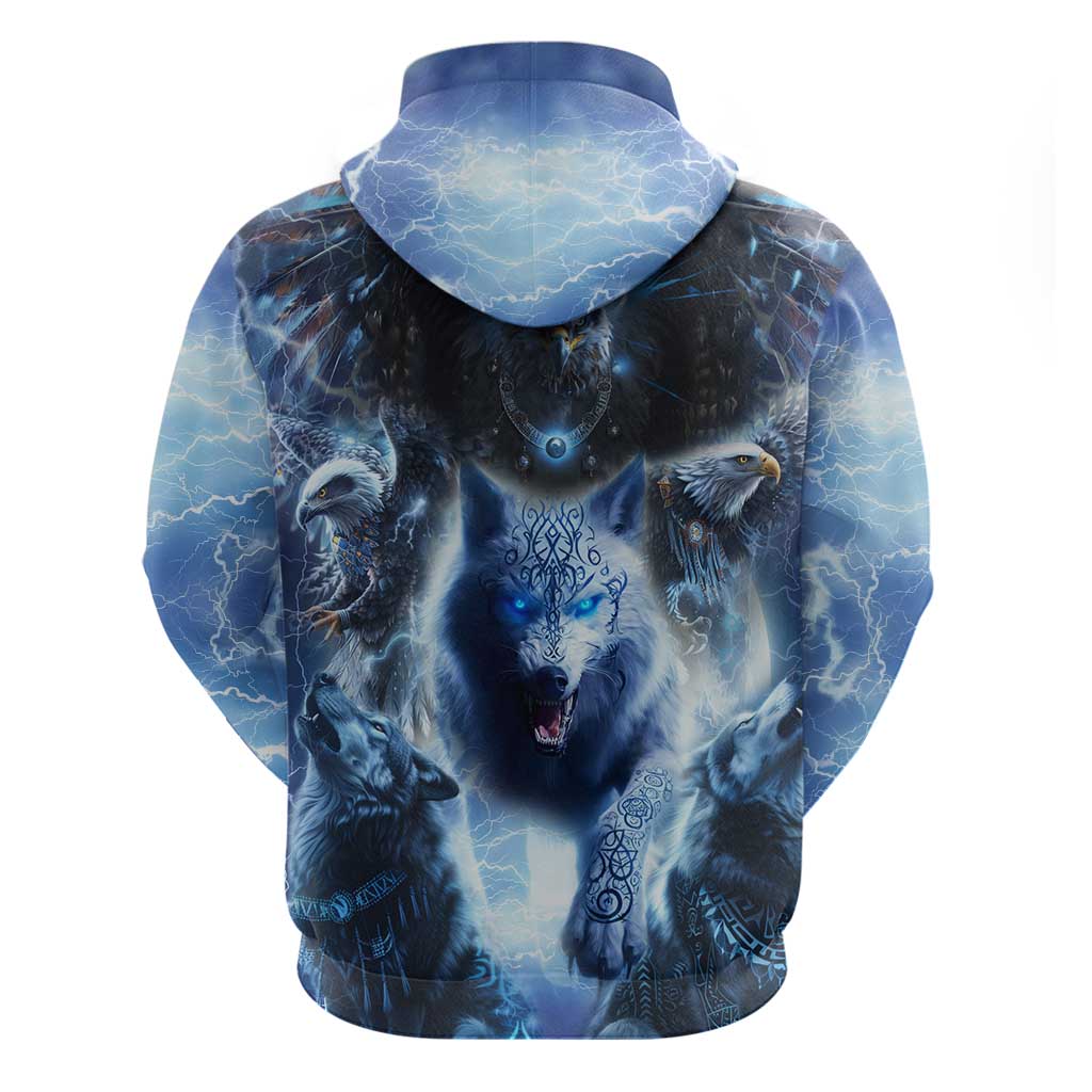 Native American Wolf And Eagle Hoodie Thunder Style DT02
