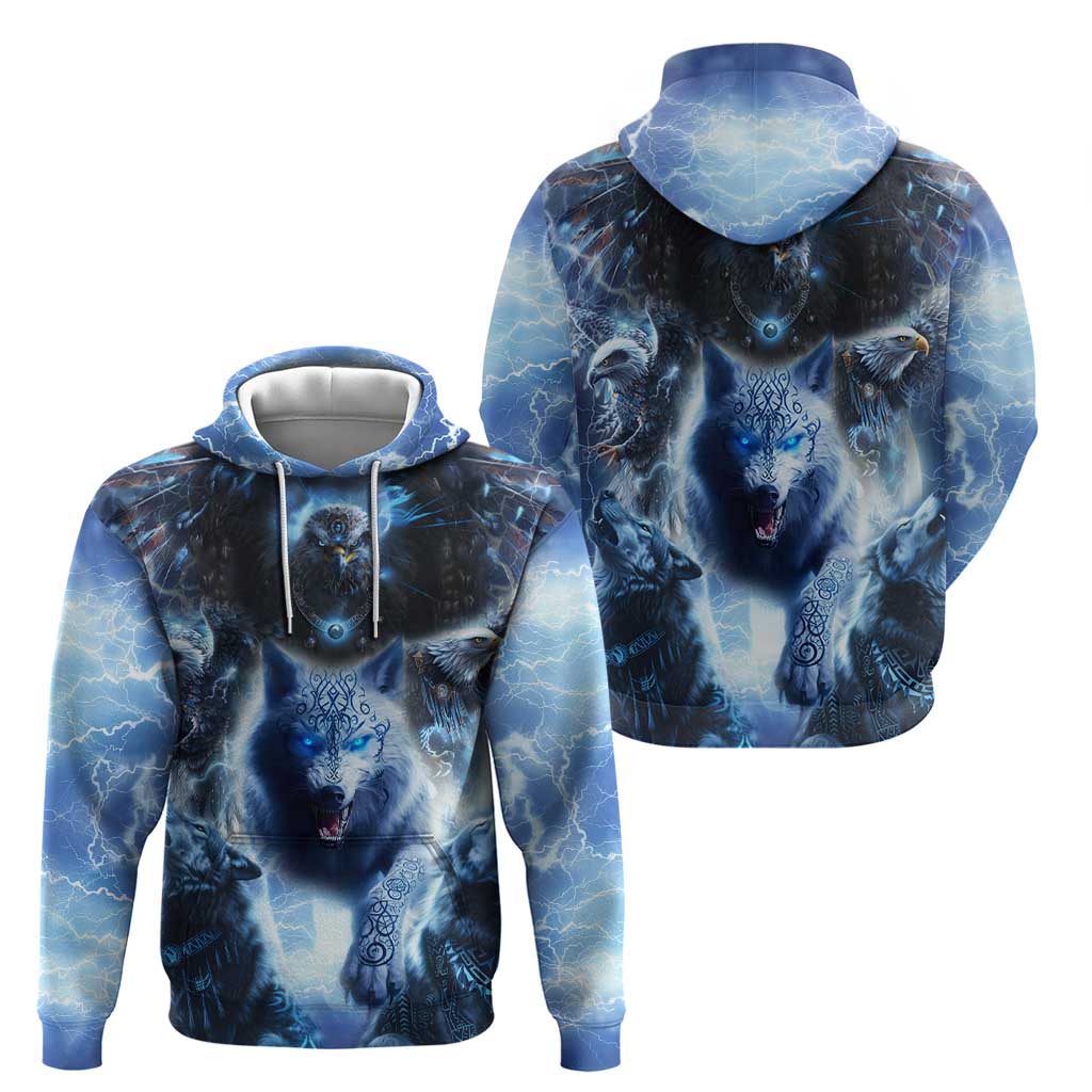 Native American Wolf And Eagle Hoodie Thunder Style DT02