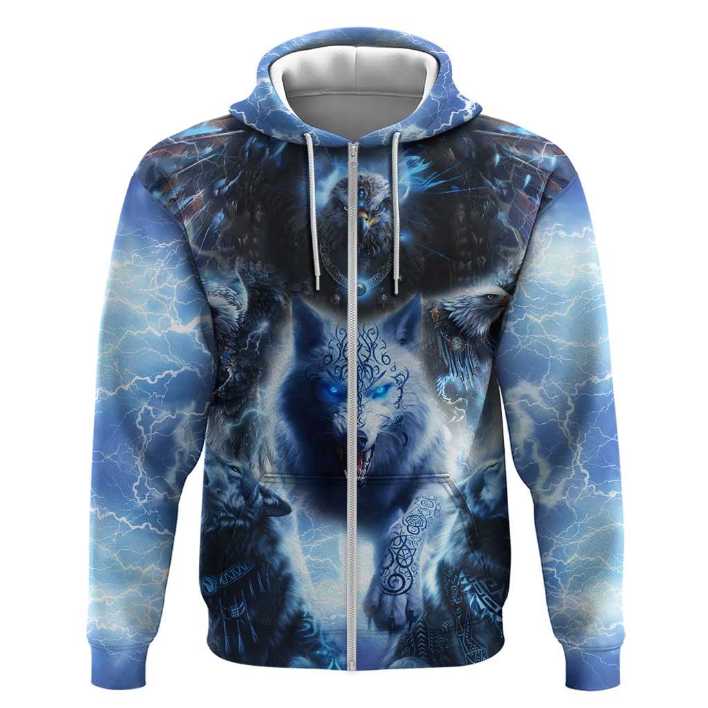Native American Wolf And Eagle Hoodie Thunder Style DT02