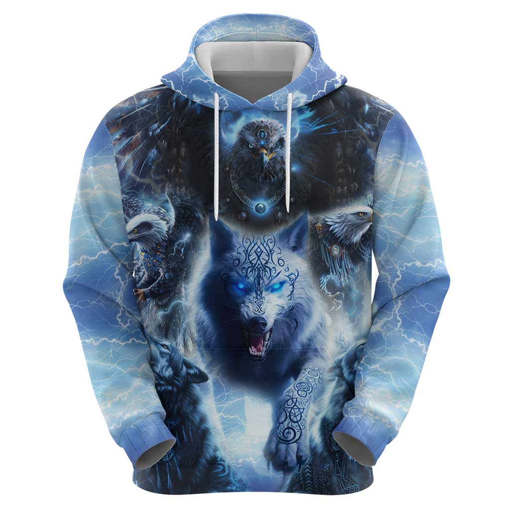 Native American Wolf And Eagle Hoodie Thunder Style DT02