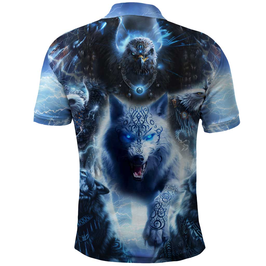 Native American Wolf And Eagle Polo Shirt Thunder Style DT02
