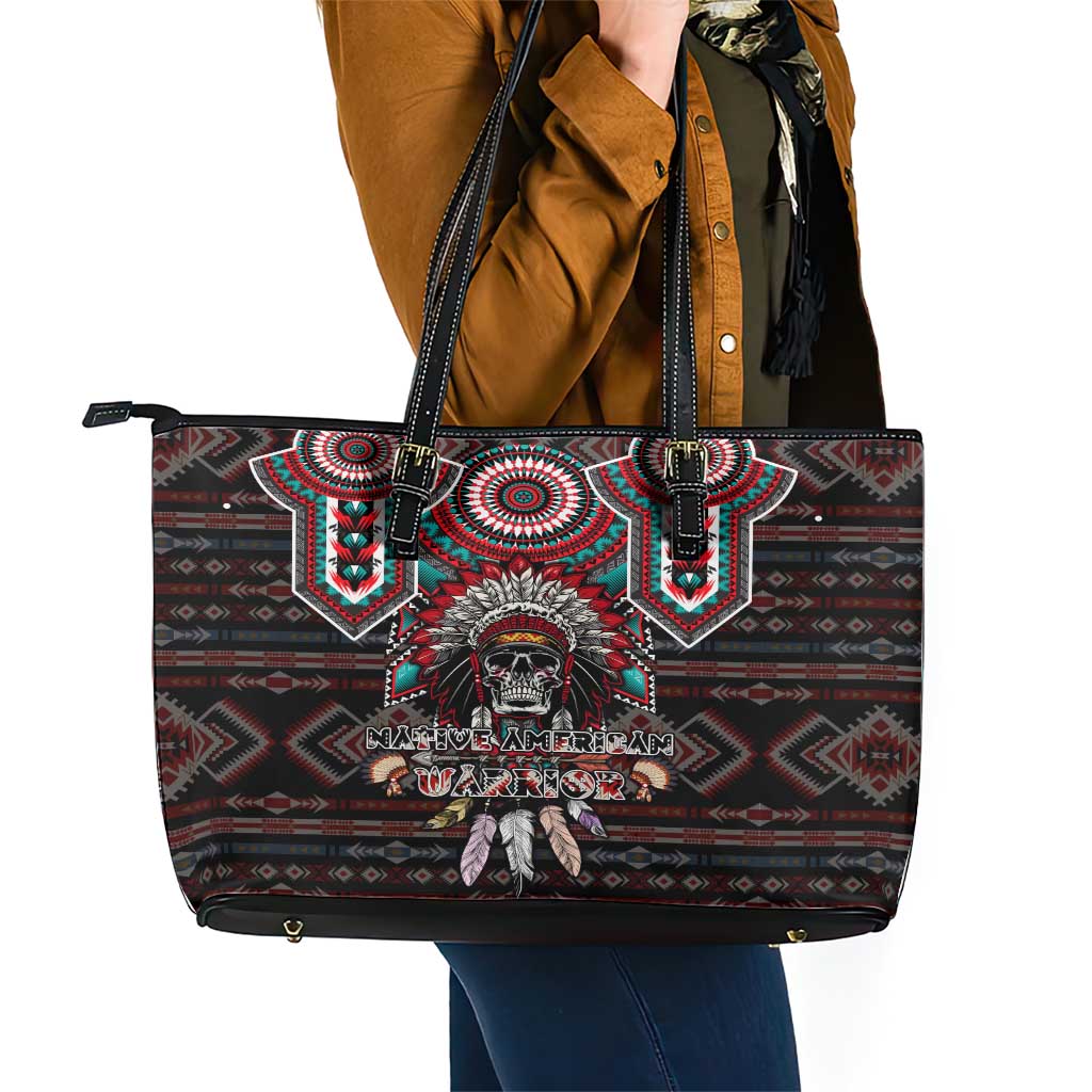 Native American Indian Warrior Skull Leather Tote Bag DT02