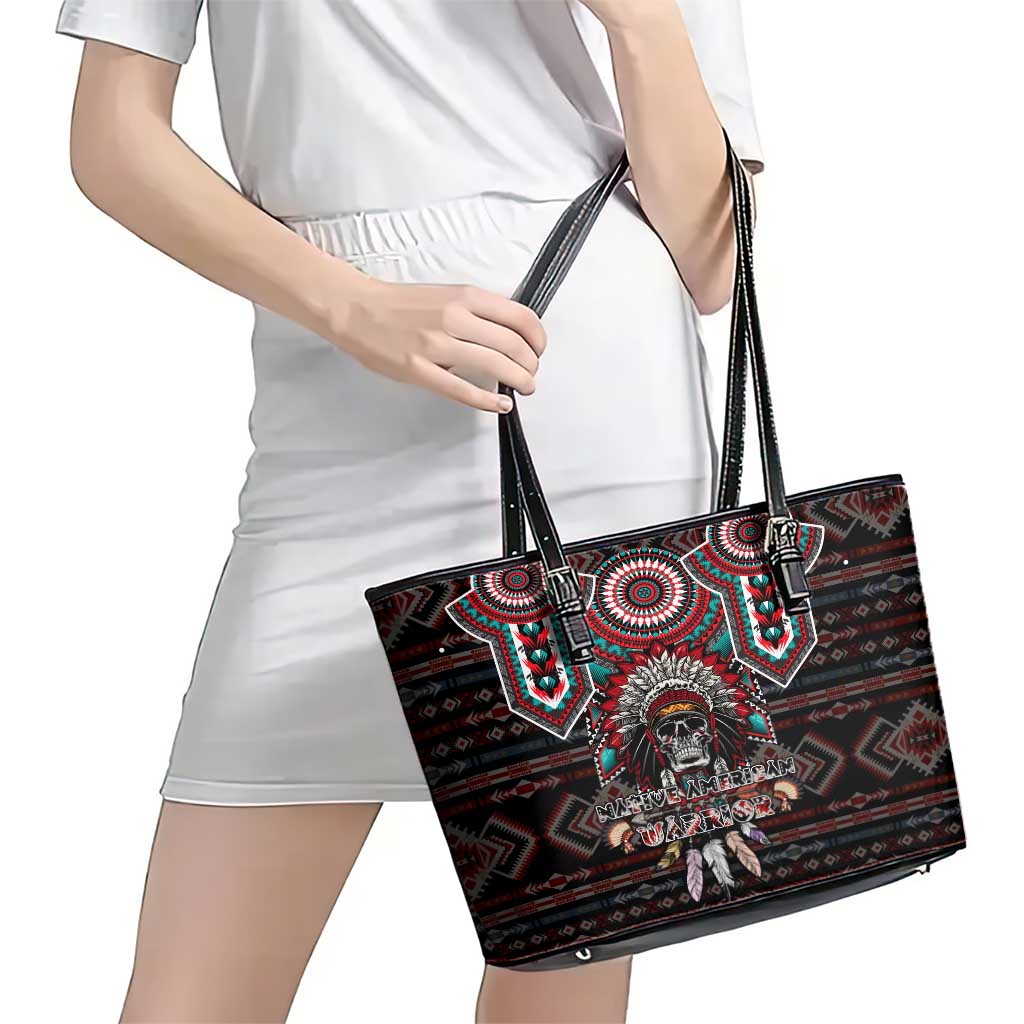 Native American Indian Warrior Skull Leather Tote Bag DT02