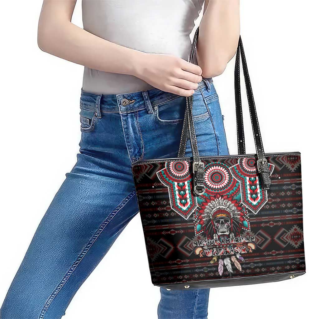 Native American Indian Warrior Skull Leather Tote Bag DT02