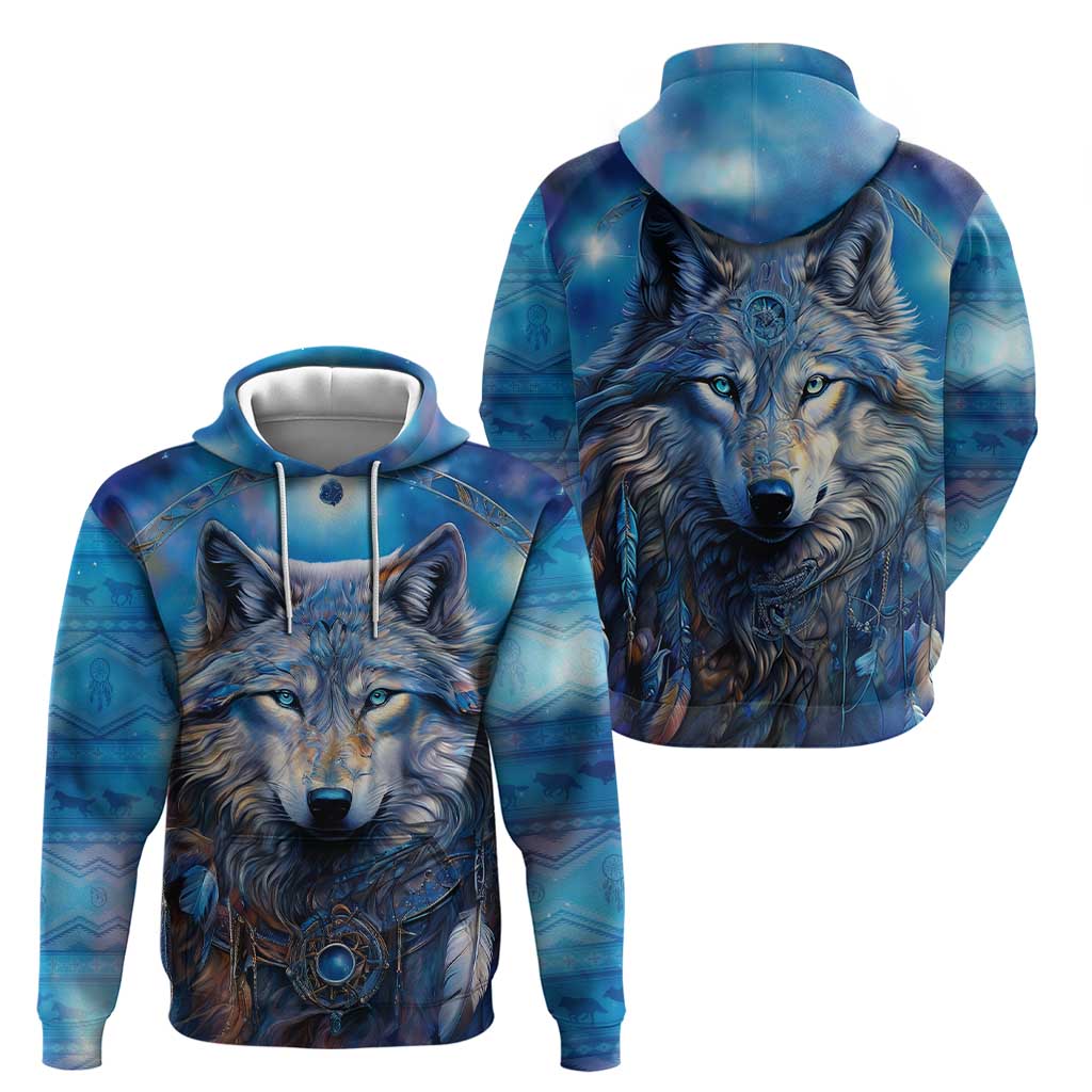 Beautiful Native American Wolf Hoodie Galaxy Art DT02