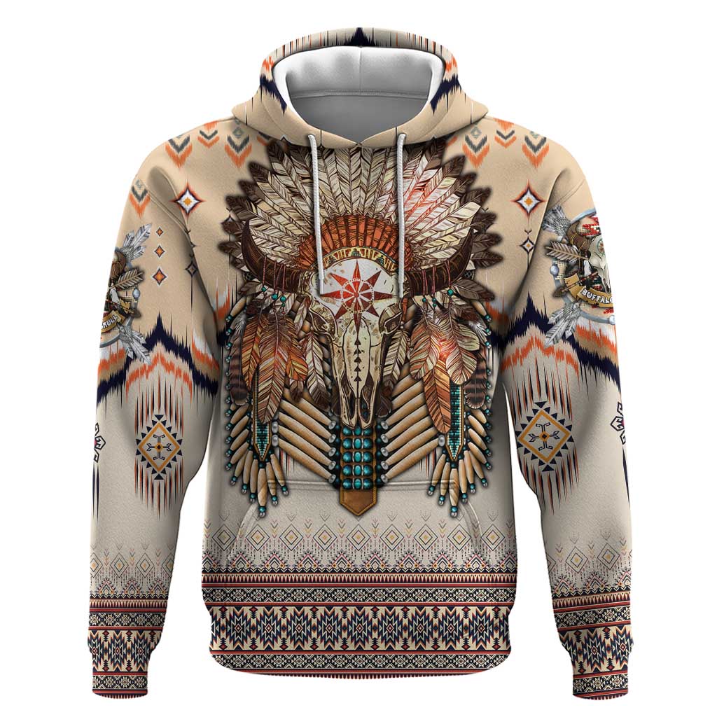Native American Hoodie Buffalo Skull DT02