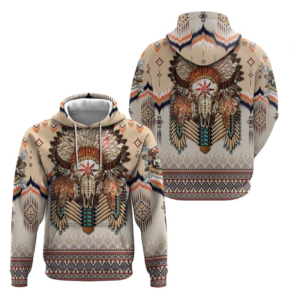 Native American Hoodie Buffalo Skull DT02