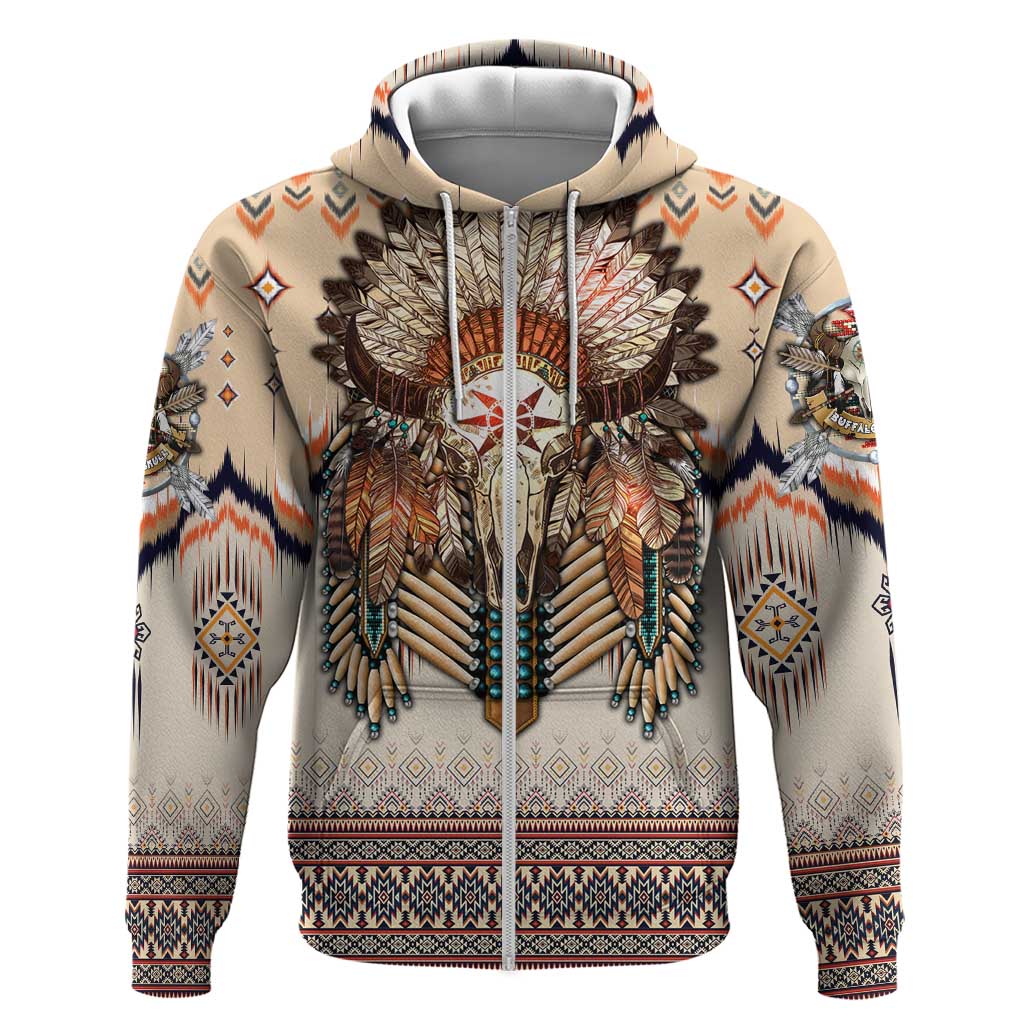 Native American Hoodie Buffalo Skull DT02