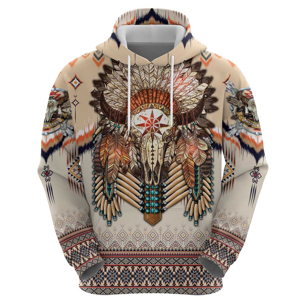 Native American Hoodie Buffalo Skull DT02