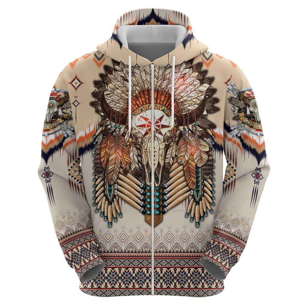 Native American Hoodie Buffalo Skull DT02