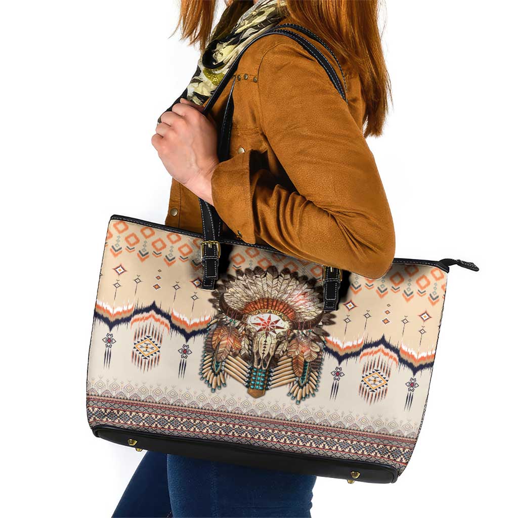 Native American Leather Tote Bag Buffalo Skull DT02