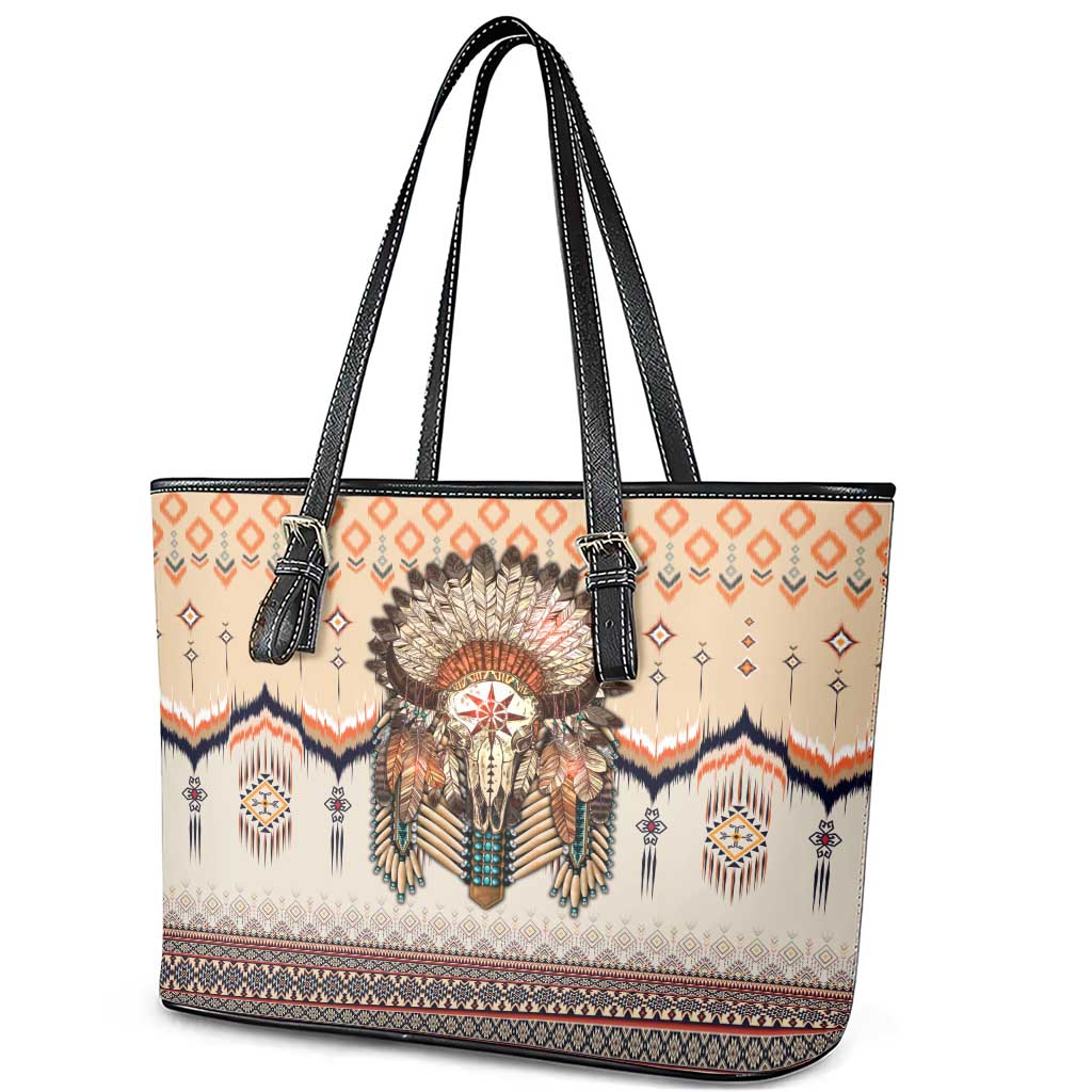 Native American Leather Tote Bag Buffalo Skull DT02