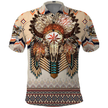Native American Polo Shirt Buffalo Skull DT02