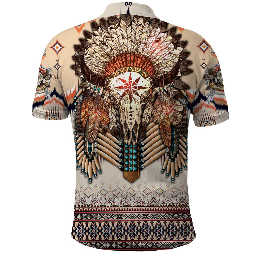 Native American Polo Shirt Buffalo Skull DT02