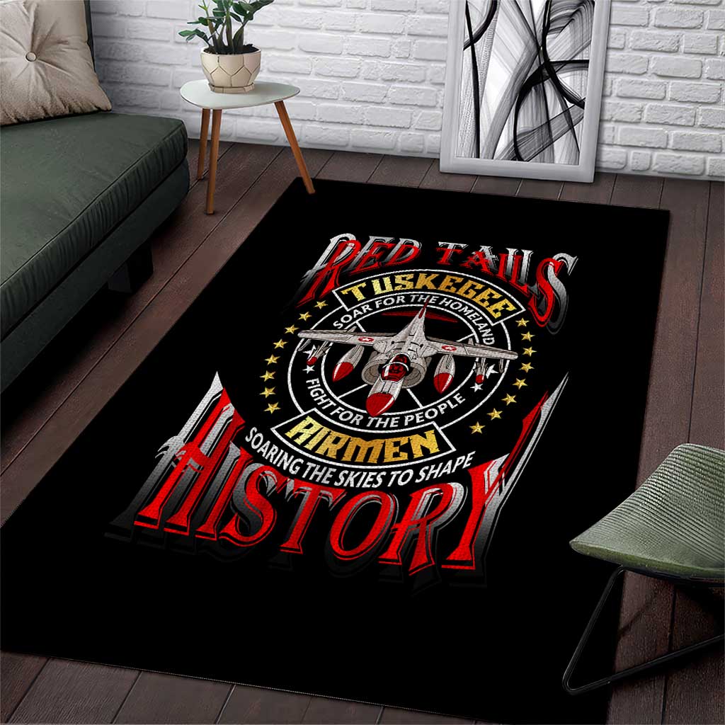 Red Tails Tuskegee Airmen Area Rug Black History Fighter Plane Patriotic Tribute DT02
