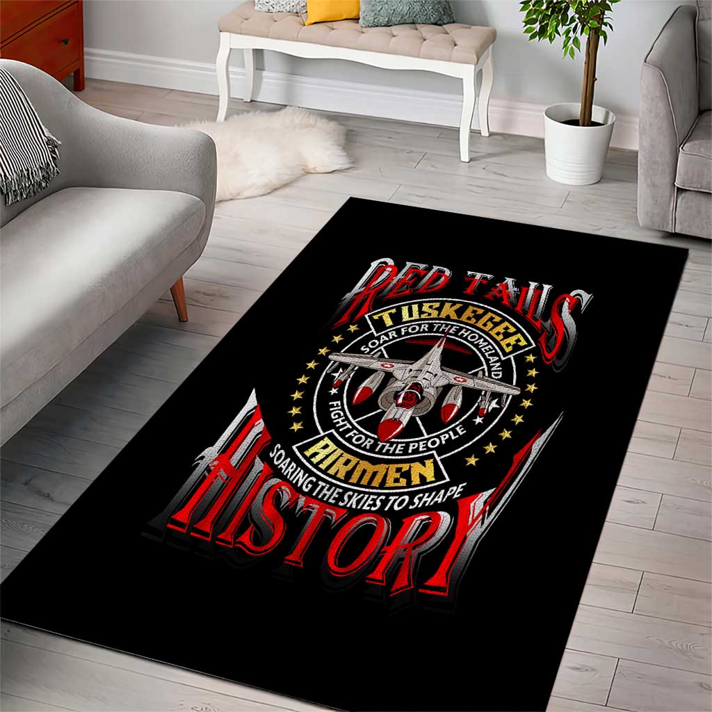 Red Tails Tuskegee Airmen Area Rug Black History Fighter Plane Patriotic Tribute DT02
