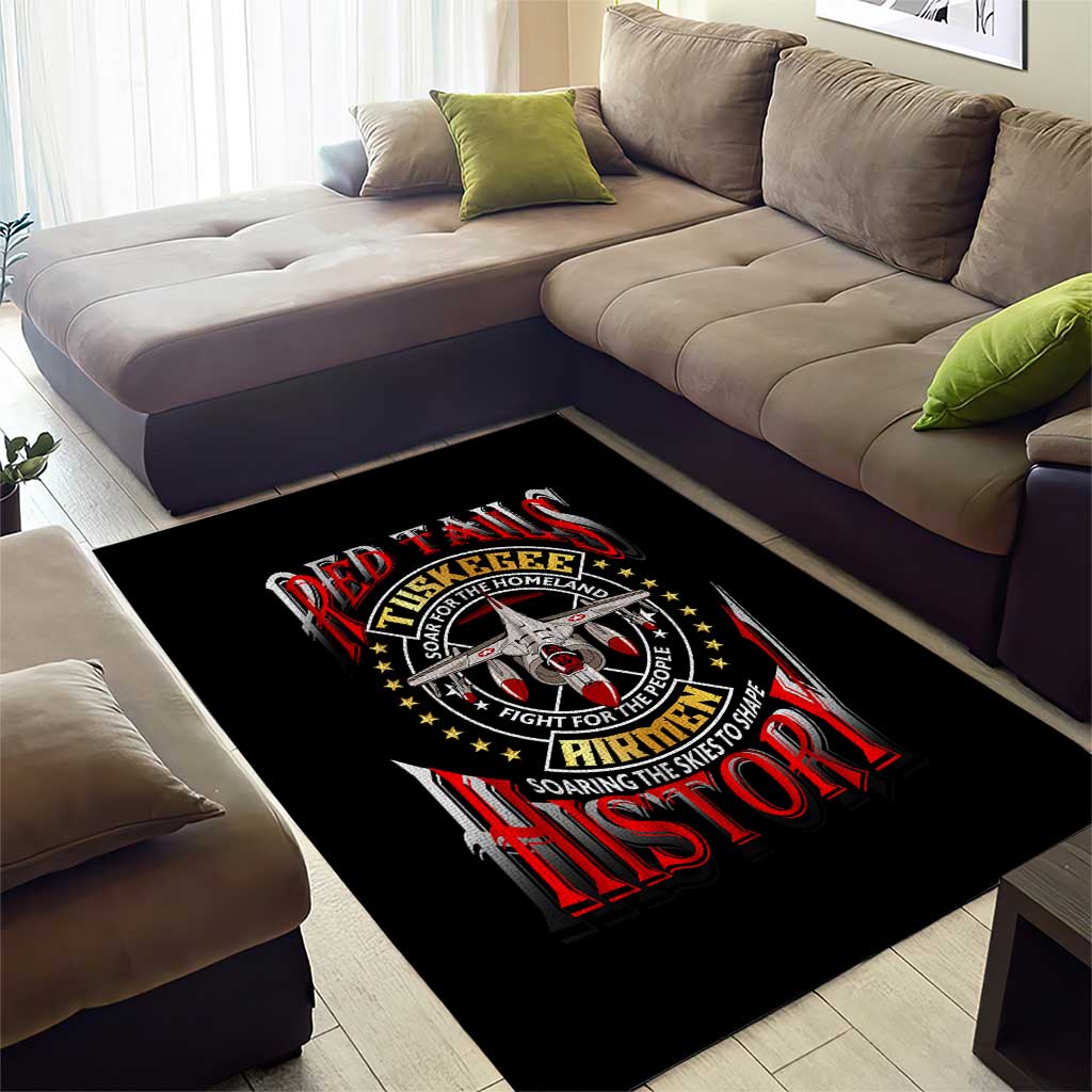 Red Tails Tuskegee Airmen Area Rug Black History Fighter Plane Patriotic Tribute DT02