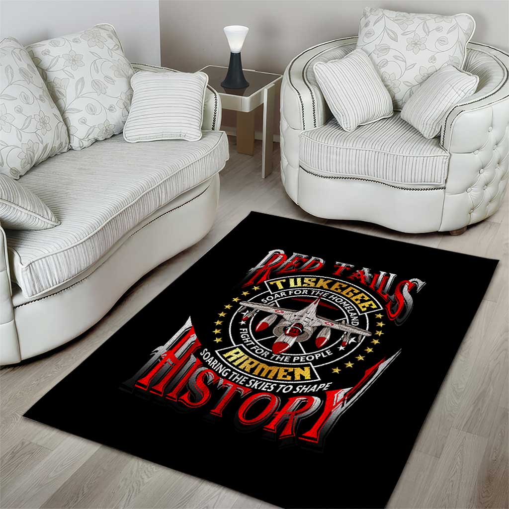 Red Tails Tuskegee Airmen Area Rug Black History Fighter Plane Patriotic Tribute DT02