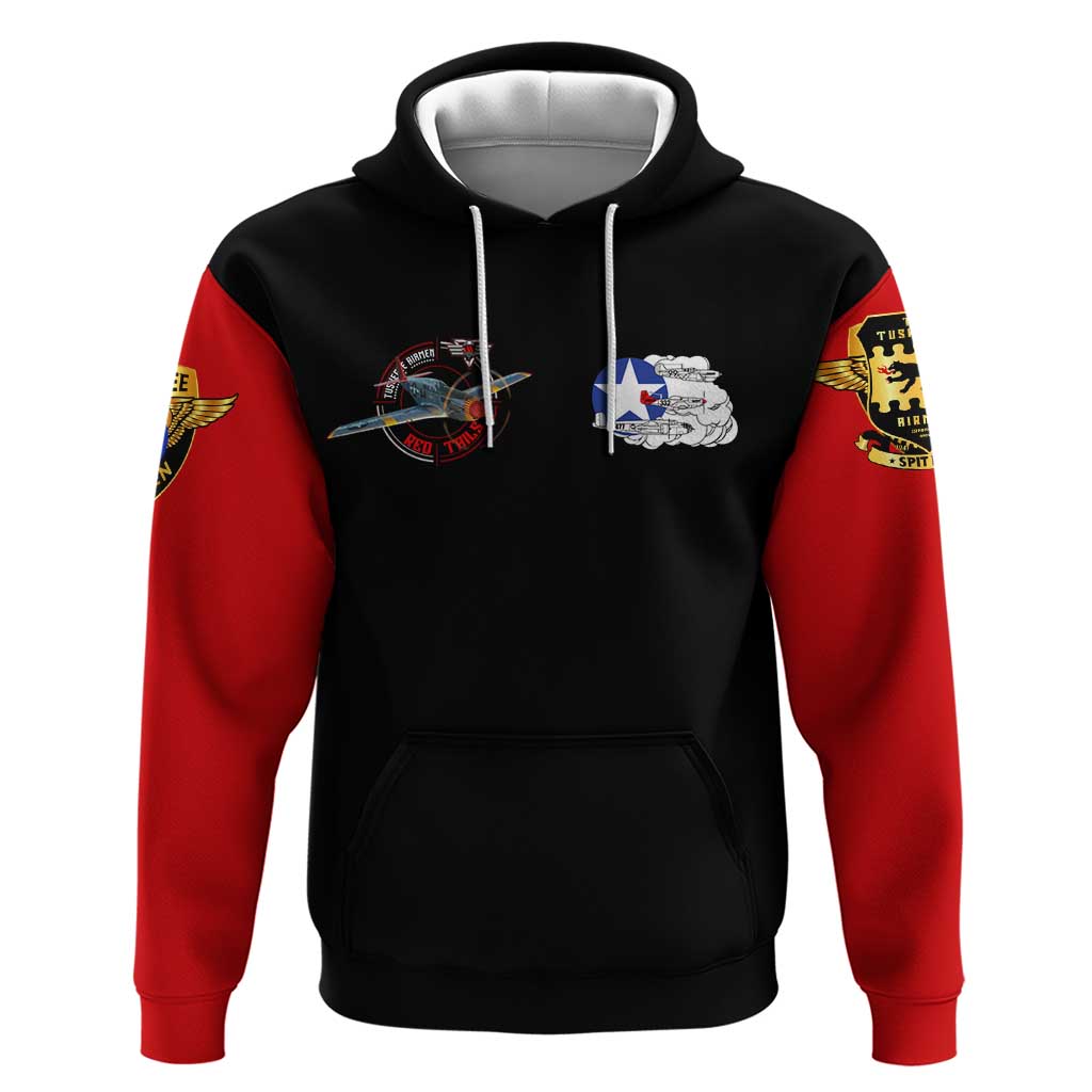 Red Tails Tuskegee Airmen Hoodie Soaring to Shape History - Fighter Plane Patriotic Tribute DT02