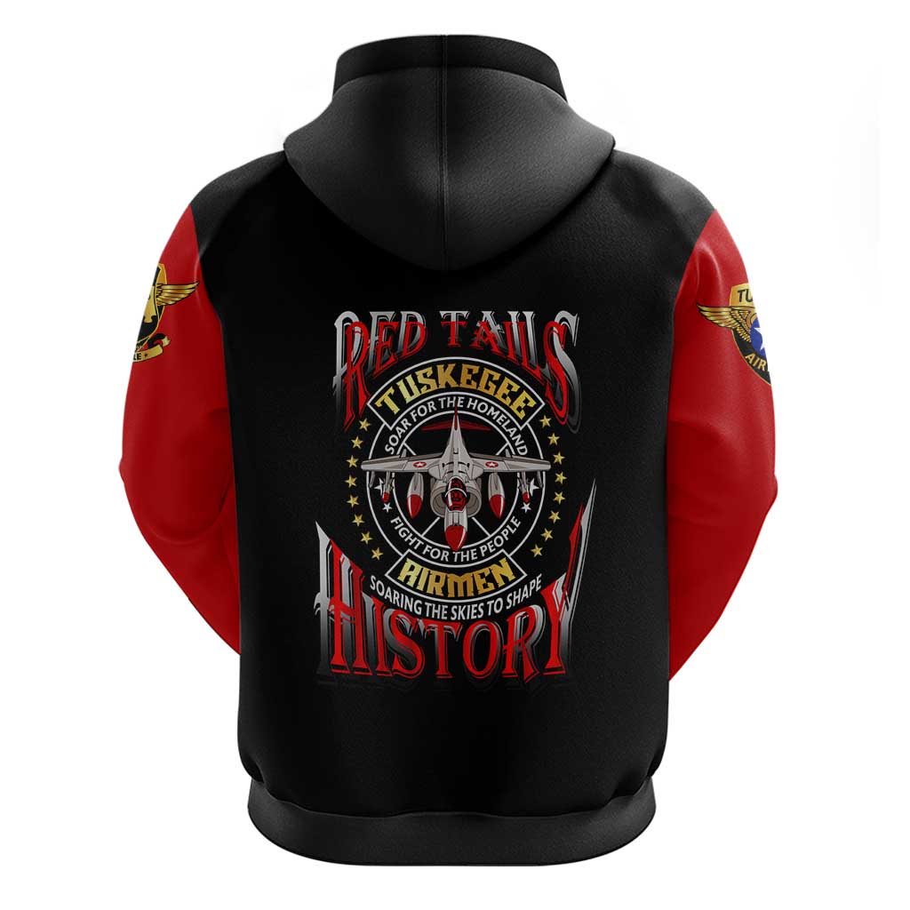 Red Tails Tuskegee Airmen Hoodie Soaring to Shape History - Fighter Plane Patriotic Tribute DT02